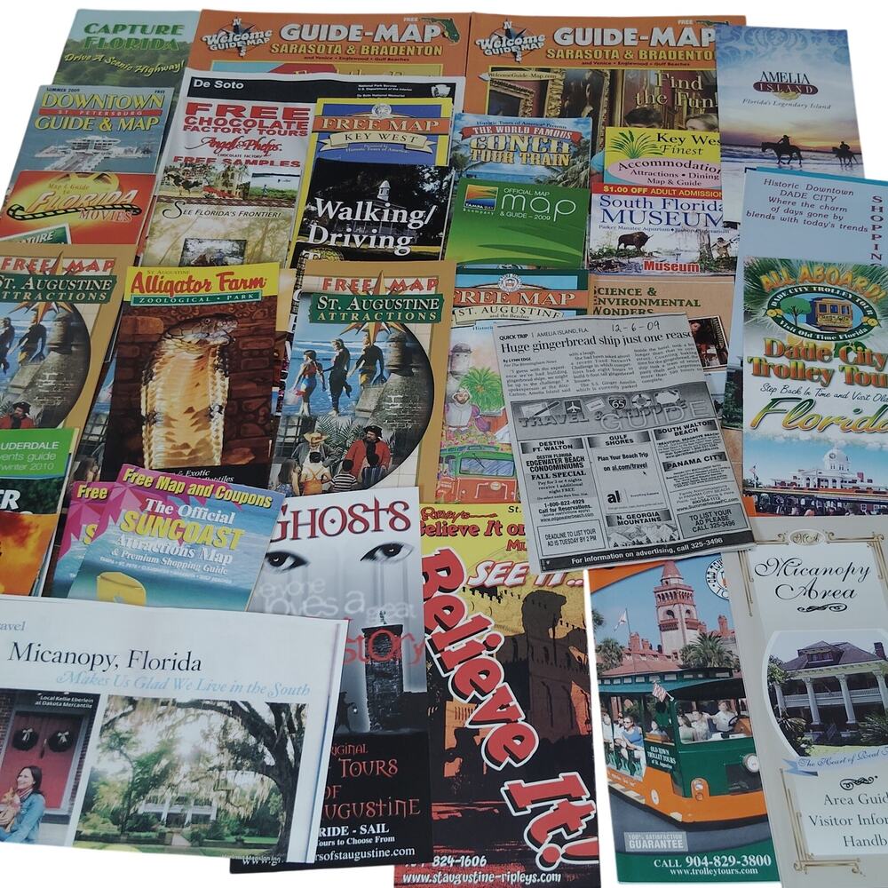 Vintage Florida Travel Ephemera Lot (2009) – Maps, Guides, Brochures